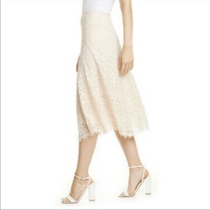 NWT Lewit Ivory Floral Lace A Line Midi Skirt